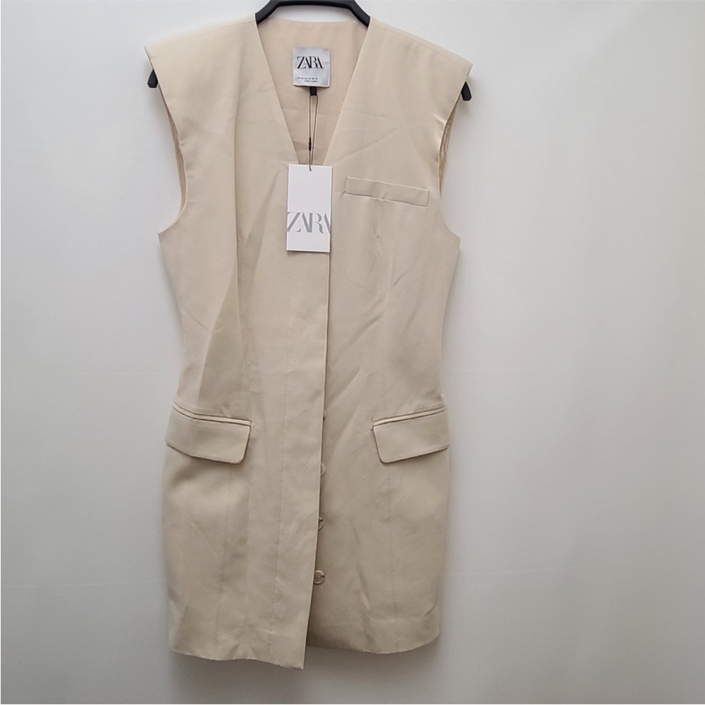 Zara NWT linen blend cutout vest dress
